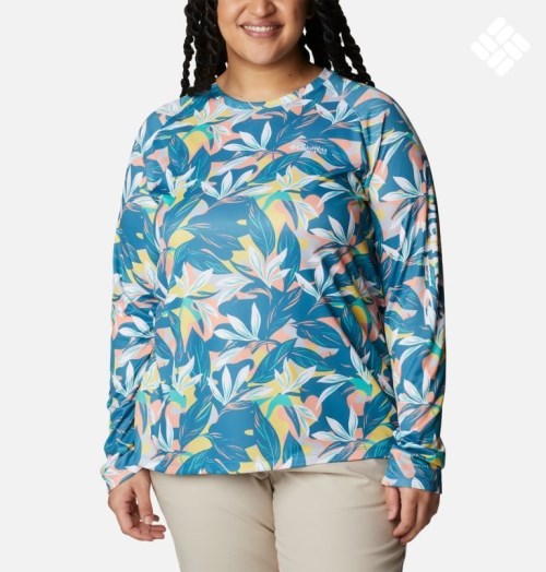 Columbia PFG Super Tidal Tee II Long Sleeve Gensere Dame Blomster | Plus Size 75306S